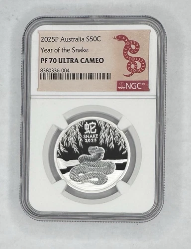 2025 P Australia 1/2oz PROOF Silver Year of the SNAKE NGC PF70⭐️SERIES 3 LUNAR⭐️