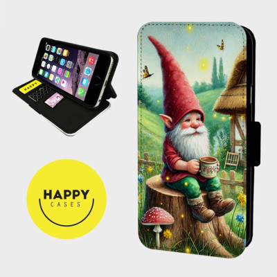 Wichtel Gonk Pilz Glück - Kunstleder Klapp Handy Hülle Cover - iPhone/Samsung