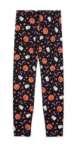 Wonder Nation Halloween NEW♈Girl's Legging size 5T~Black/orange-Ghosts/pumpkin - Picture 3 of 5