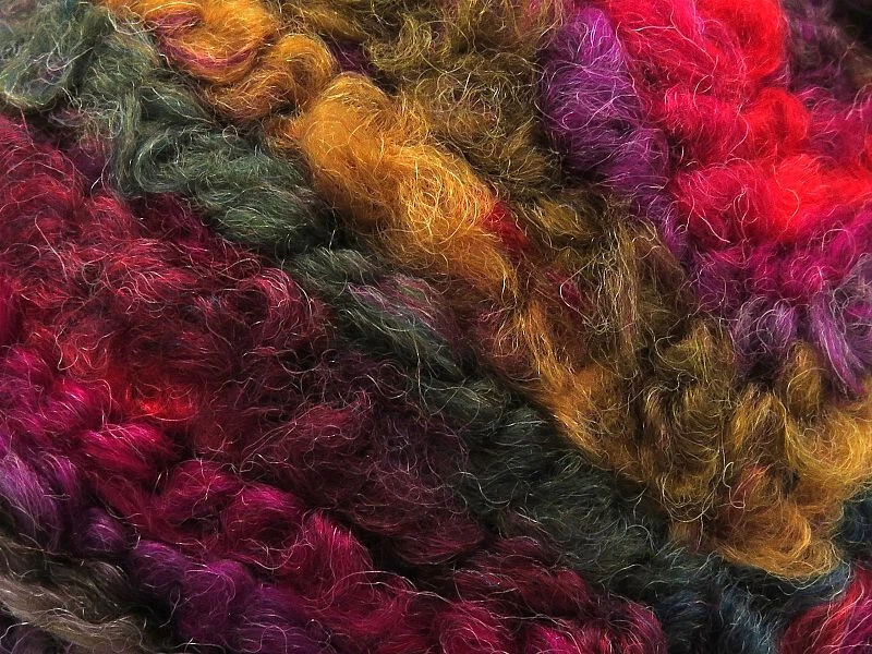 Lote de 2 hilos de lana Boucle hilo mágico súper voluminoso 2x150 g rosa rojo verde azulado dorado camello Foto 2 de 4