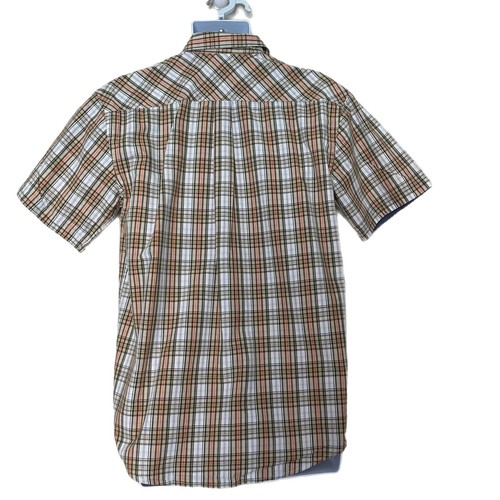 Bogari Men's Green/Orange Plaid Short Sleeve Button Down Casual Shirt Size M - Picture 7 of 7