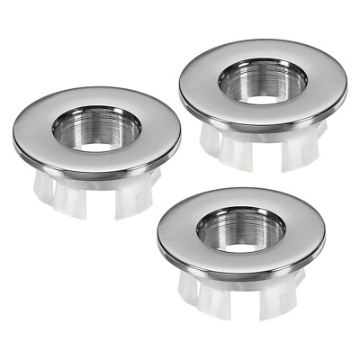 3pcs Silver Sink Overflow Trim Ring – ABS Plastic Drain Cover For Bathroom & Kitchen Sink