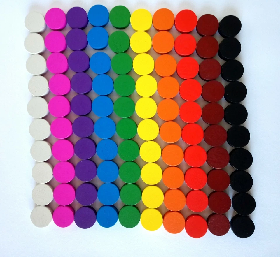 15mm Round Wooden Counters Coloured Circle Board Game Tokens Upgrade Parts Bits - Image 3 of 4