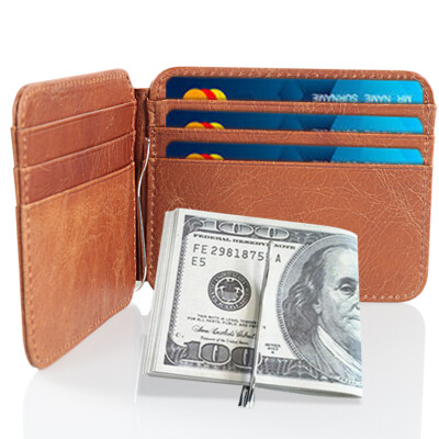 Men's Slim Front Pocket Wallet With Magnetic Money Clip - Genuine Leather, RFID Blocking, Credit Card Holder - View #8