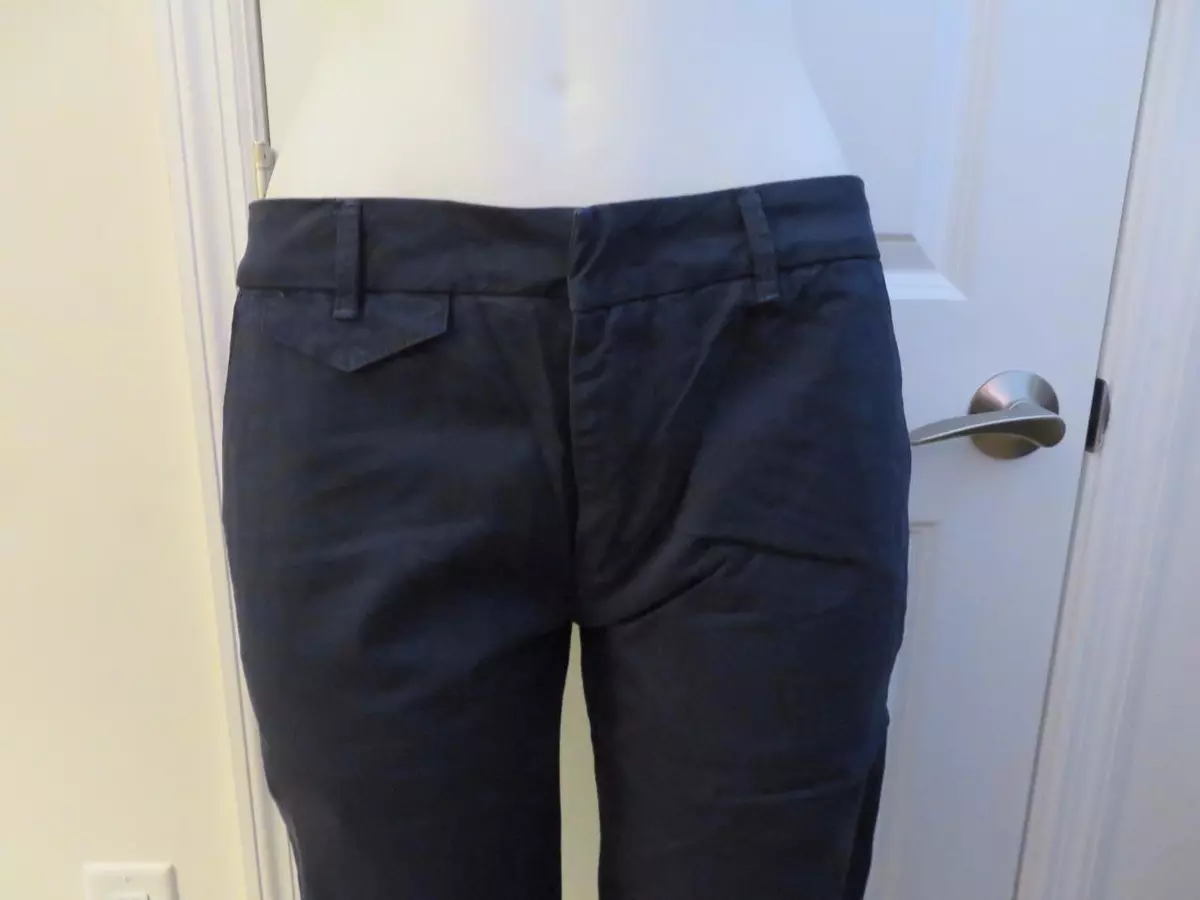 WOMENS ZARA WOMAN &#034;CHINO PANTS&#034; NAVY BLUE CAPRI PANTS FRONT SIZE 6 | eBay