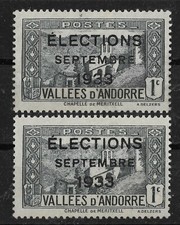 ANDORRA - Unausgabe - 1 c. Wahlen September 1933 ohne Gummi