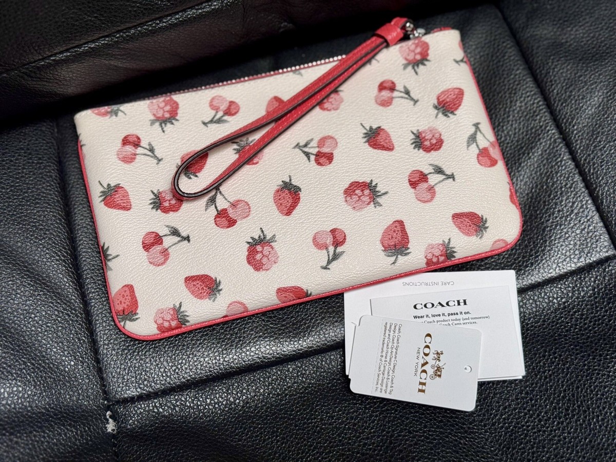NWT Coach Fruit Print Large Wristlet NWT Chalk Multi F23675
