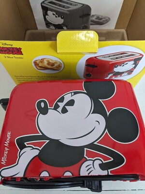 (A5) Disney Mickey Mouse Toaster Red 2 Slice Model #DCM-21 (Slightly Used) 