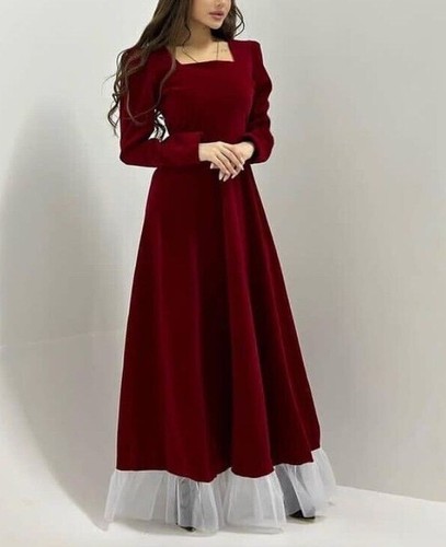 Urban GoCo Femme Vintage Velours Robe Col V Manches Longues De Soirée Cocktail Longue (S, Bleu