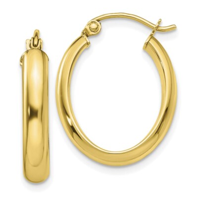 Echte ovale Creolen 10kt Gelbgold poliert 3,5 mm