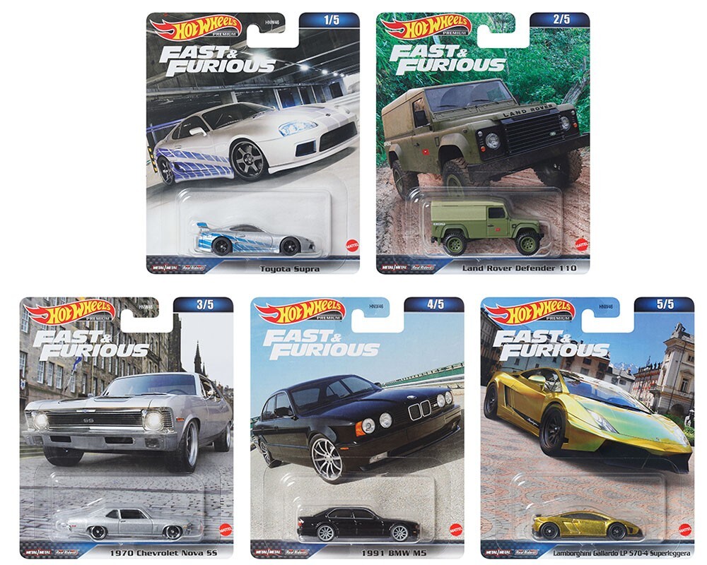 Hot Wheels 1:64 Fast Furious Diecast Cars 5-Pack Metal Toy Models  