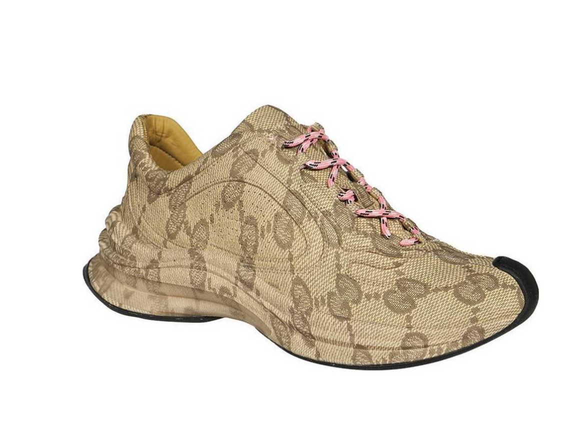 GUCCI RUN Leather Lace-up Low-top Sneaker Women's Brown 725612