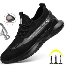 Indestructible Men's Work Safety Shoes Steel Toe Lightweight Breathable Sneakers