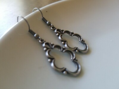 Silver ox filigree earrings, morrocan dangle, bohemiam gypsy, USA made seller