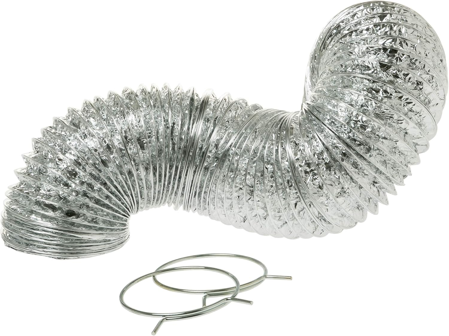 Dryer Vent, PM8X73 Flexible Foil Clothes Dryer Duct with Clamps, UL Approved