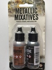 Ranger Tim Holtz Adirondack ALCOHOL INKS MIXATIVES- ROSE GOLD  GUNMETAL- NEW