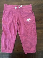 NIKE Girls Pink Cotton Blend Athletic Capri Size Small