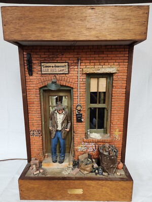 VINTAGE 70'S RARE MAGIC WINDOW MICHAEL GARMAN LIGHTED CITYSCAPE SCULPTURE