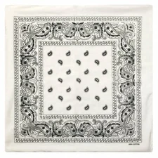 White Paisley Design 21" x 21" Bandana #P1005