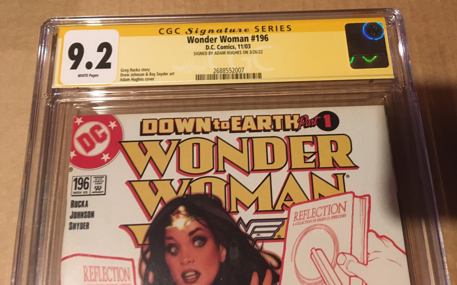1ST VERONICA CALE Adam Hughes SIGNED Wonder Woman #196 CGC 9.2 NM ...