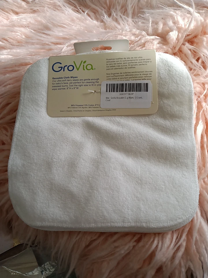 Grovia Reusable Cloth Diapering Wipes, 12 Count all white brand new attached tag - Image 2 of 4