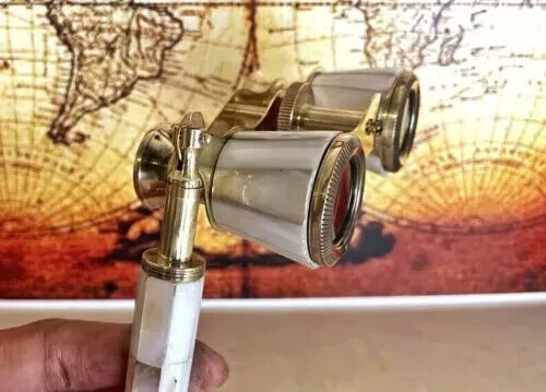 Vintage Brass Opera Glasses Mother of Pearl & Handle Brass Fittings France - Picture 5 of 5