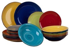 Tafelservice 18-teilig Teller Schüsseln Geschirrset 6 Personen handbemalt