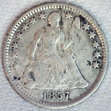 1857 Seated Liberty Silver Half Dime US Type Coin Fine Circulated Philadelphia