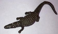 Antique Sterling Silver Alligator Crocodile Figure Cabinet Miniature Sculpture
