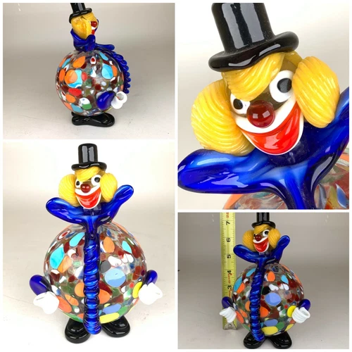 Murano Glass Fat Belly Round Clown Figurine Italy Rare Hollow Belly 7.5''