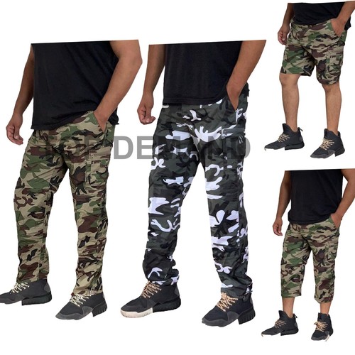 Mens Elasticated Lightweight Cargo Combat Work Trousers Pants Bottoms