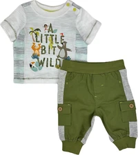 Disney Store Baby 2 Pc White Green Cotton Jungle Book T Shirt Pants Set Sz 0-3 M