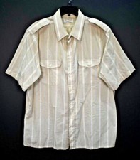 Vintage Christian Dior Mens Striped Short Sleeve Epaulettes Button Up Shirt XL