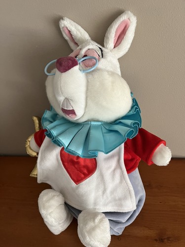 Disney Store Alice In Wonderland White Rabbit Plush w/Trumpet Queen of Hearts - Picture 3 of 4