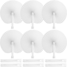 JOHOUSE 12PCS White Paper Fans Wedding Bridal Baby Shower Party Decor Props