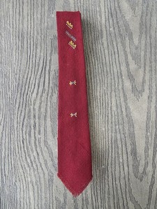 Vintage Hand Loomed WOOL Mens Necktie Tie SANDIA WEAVERS Indian Cravats RED