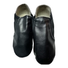 Linodes Kids Black PU Leather Jazz Dance Shoes Split Sole Slip On Size 1.5