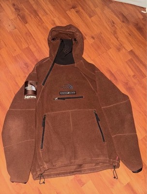 Supreme x The North Face Steep Tech Brown Fleece Hooded 1/2 Zip Hoodie L