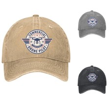 Commercial Drone Pilot FAA Certified Aviation Hobby Print Denim Baseball Cap Men