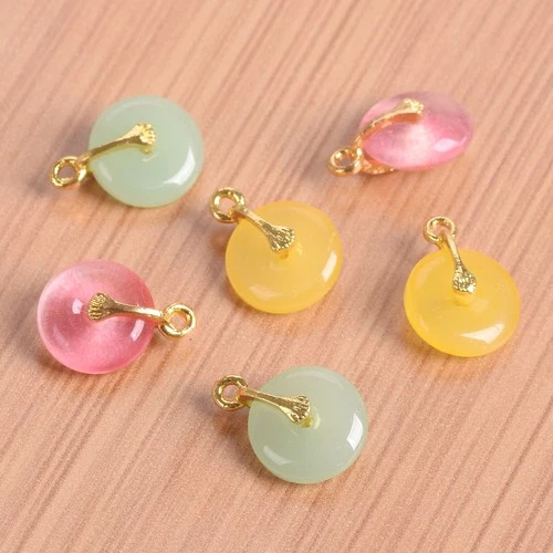 20pcs 16x12mm Imitation Jade Good Luck Amulet Charms Pendant Beads DIY Jewelry
