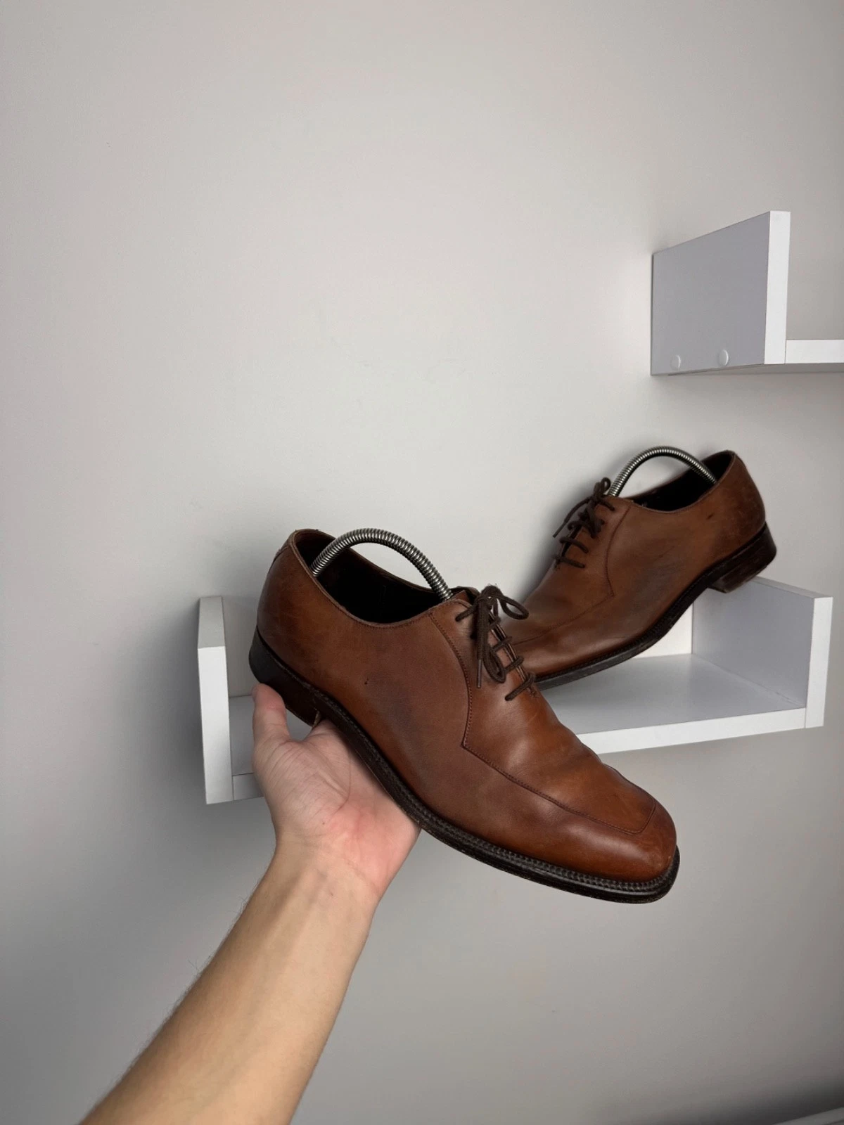 Greenson Footmaster England Shoes Maker Oxford Brown Leather Lace Up UK 8.5 F