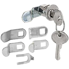 5 Pieces Nickel Plated Cam Lock Set with Keys for Mailboxes and Newspaper Boxes
