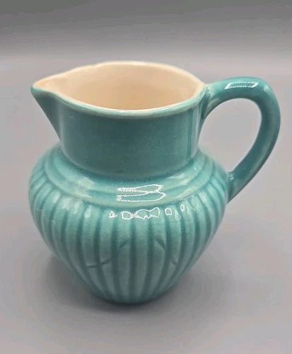 Vintage Red Wing USA Teal kitchenware creamer