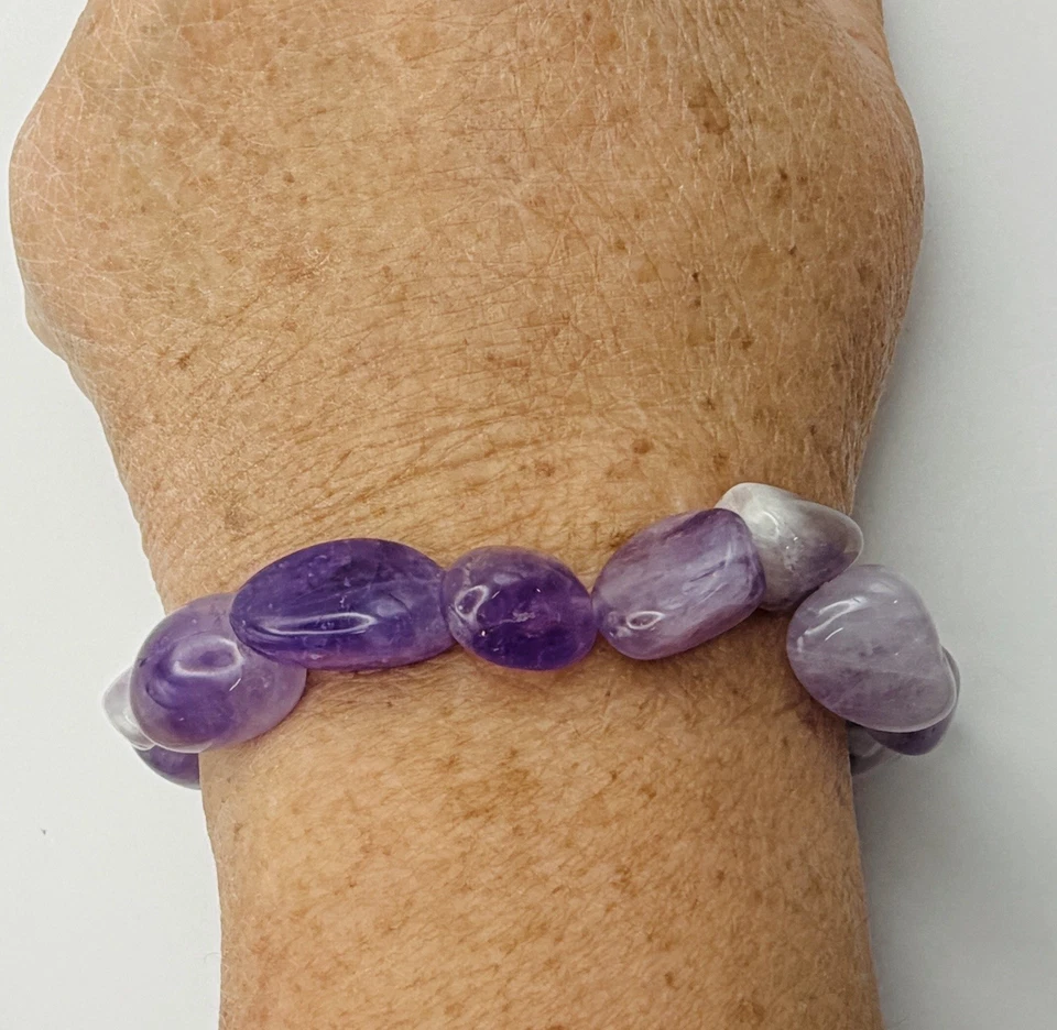 弹性手链 紫水晶拖把 石块 粗巧 波希米亚 批量 3 件 自然主义者 — 第 3/4 张图片