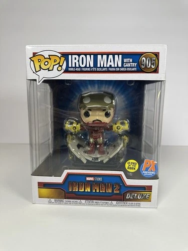Funko Pop! Deluxe: Marvel - Iron Man with Gantry (Metallic) (Glows in the Dark)