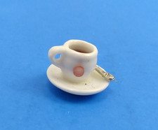 Doll House Miniature Teacup with Plate and Spoon