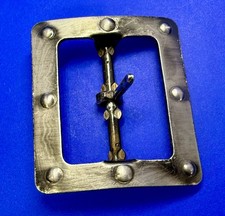 Thick Metal Studded Center Bar Single Prong Replacement Belt Buckle