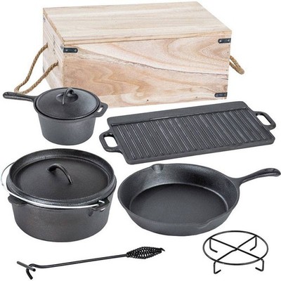 Activa Mastercook Dutch Oven-Set 7-teiliges Gusseisen, in Holzkiste