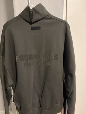 Fear of God Essentials Men s Ink Mock Neck Pullover Sweatshirt Long Sleeve L