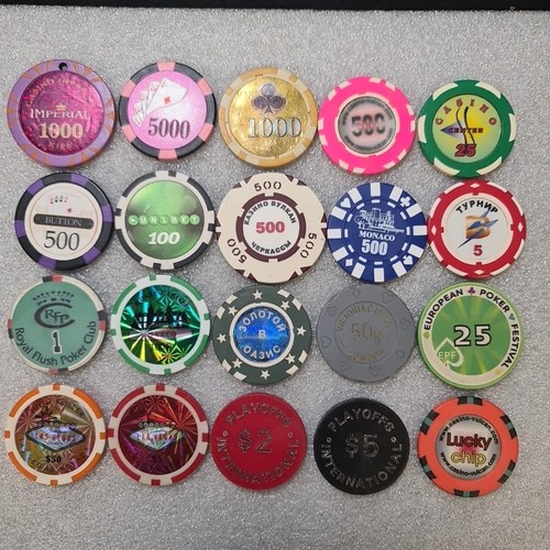 Poker chips, 20 different pieces. To add to your collection.From different place